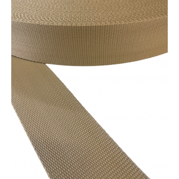 Synthetic belt, narrow fabric, webbing tape in 50mm width and Beige Color